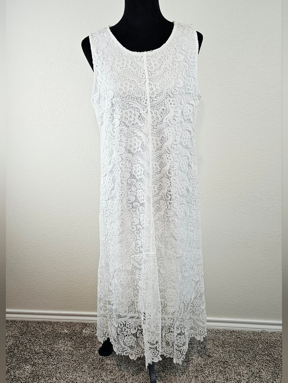 Soft Surroundings white lace sleeveless dress 12